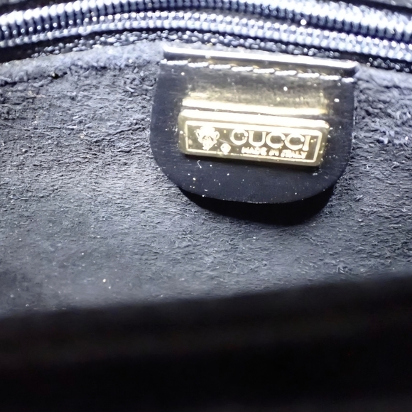 GUCCI Vintage Two Way Shoulder Bag GG Clutch Purse Black Leather - Picture 7 of 8